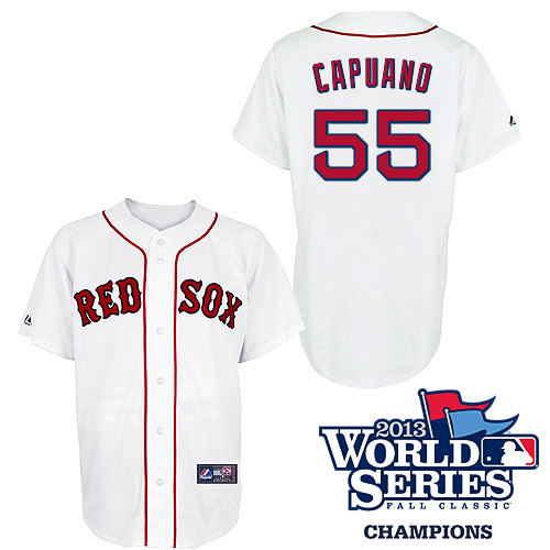 Chris Capuano #55 MLB Jersey-Boston Red Sox Men's Authentic 2013 World Series Champions Home White Baseball Jersey